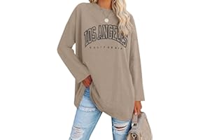 Ebifin Oversize T Shirt Damen Vintage Kurzärmeliges Rundhals Los Angeles Oberteile Tops Casual Lockere Basic Sommer Tee Shirts Bluse.