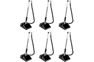 Lezevn 6pcs Secure Counter Pens with Adhesive Pen Chain Standard Reception Pen Black Ink Pens for Home Office