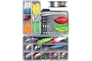 RoseFlower Leurres de Pêche Kit Spinnerbaits,Plastique vers,Minnow,Popper,Crayon en Métal Dur Leurres,Souples Pêche Jigs Crochets de Pêche