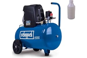 Scheppach Kompressor HC63 Druckluftkompressor ölgeschmiert mit 50L Kessel | 10bar Arbeitsdruck | 1500W Leistung | 220L/min Ansaugleistung | inkl. Fahrvorrichtung, Schnellkupplung & Transportgriff
