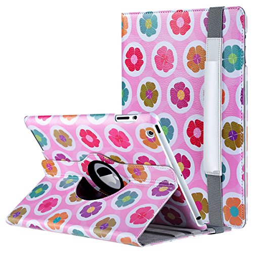 iPad 2 3 4 Hülle, ULAK iPad 2 Hülle 360 Grad Rotierend Stand Smart Cover Case Schutzhülle Tasche Etui mit Auto Schlaf / Wach Funktion für Apple iPad 2 3 4 (Liebesbaum)