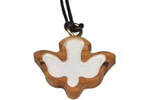 Junker Kirchenbedarf Pendentif saint esprit/colombe de la paix sur cordon en bois d'olivier - croix de communion 22mm