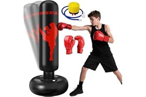 Ninonly Sac de Frappe Enfant 160cm avec Gants et Pompe Punching Ball Enfants pour Karaté Taekwondo Idéal pour Garçons et Filles de 3 à 12 Ans Punching Ball Bureau Parfait pour Maison Gym