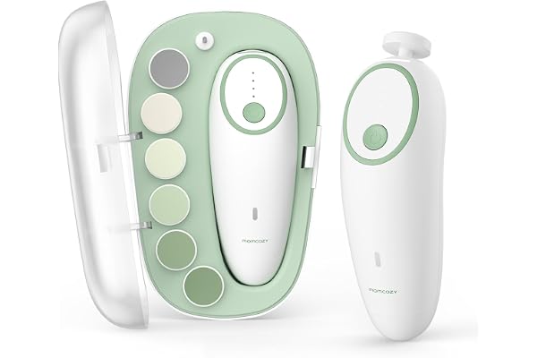 Momcozy Lime à Ongles Électrique pour Bébé, Faible Bruit Coupe-Ongles Électrique avec Lumière Doux, Coupe-Ongles Électrique Rechargeable pour Soins des Ongles de Nouveau-Nés & Enfants, 7 Remplacements