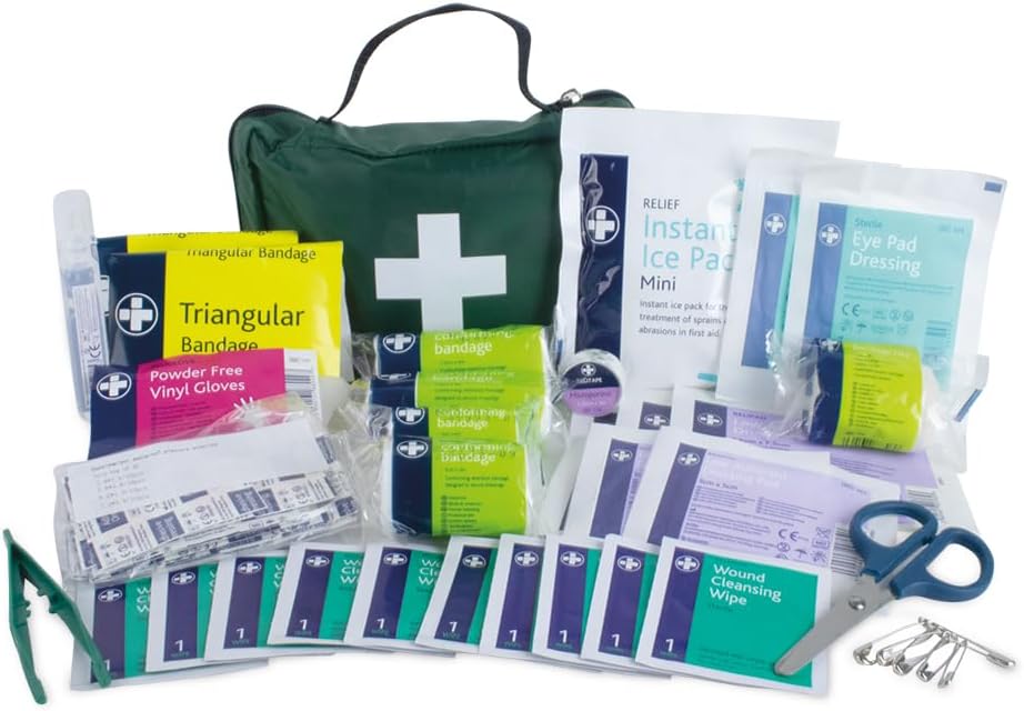 LEWIS-PLAST Kit completo de primeros auxilios 90 Piezas de primeros auxilios al aire libre - kit que cumple con las normas europeas