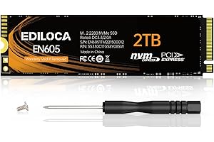Ediloca EN605 2TB M.2 SSD, NVMe1.3 PCIe Gen3 x4 SSD Unità a stato solido interne, M.2 2280 - Velocità di lettura/scrittura fino a 2150/1850 MB/s - SSD interno compatibile con laptop e PC desktop