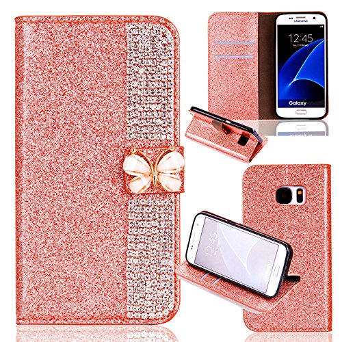 Samsung S8 Plus Glitzer Hülle,Samsung Galaxy S8 Plus Leder Hülle,Schutzhülle für Samsung S8 Plus Leder Wallet Tasche Brieftasche Flip Schutz Etui Schale,Cool 3D Butterfly Bling Glitter Diamant Musterg Ledertasche Slim Retro Leder Bookstyle Handyhülle Tasche Wallet Case Handytasche mit Standfunktion Karteneinschub und Magnetverschluss Flip Etui Tasche für Samsung Galaxy S8 Plus
