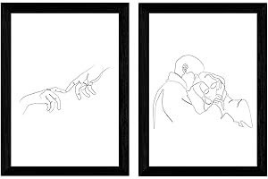 Nacnic Ensemble de 2 Feuilles de Dessins avec Un Seul Coup « Couple Hug et Les Mains. » Les Affiches avec Une Seule Ligne. Format A3 unframed
