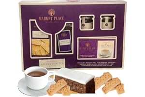 AMAMITRADE Afternoon Tea Hamper - Christmas Tea Gift Set For Men Women With Brandy Fruit Cake - Jam Preserve - 40 Tea Bags and Shortbread Biscuit - Couples Hamper