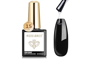 Modelones Top Coat Semi Permanent 15ML No Wipe Top Coat Vernis à ongles Gel Semi Permanent UV/LED Ultra Brillant Finish Longue Durée