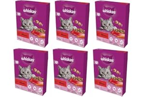 Whiskas Adult 1+ sucha karma dla kotów z wołowiną, opakowanie 6 sztuk (6 x 300 g) w kartonie