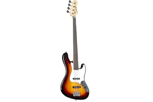 J & D JB Fretless Bass (3-Tone Sunburst) - Basse Électrique 4 Cordes