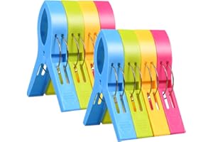 URAQT 8 pcs Grandes Playa Toalla Clips Pinzas de Plástico Fuerte, Durable Resistente Pinza de la Ropa, Resistentes al Viento, Brillante Color Clips para la Ropa Pesada y el Lavarse