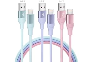 Bkayp Câble Chargeur iPhone, 2M/Lot de 3, Charge Rapide Cord Lightning Cable Compatible avec iPhone 14 13 12 11 Pro Max XR XS X 8 7 6 Plus SE