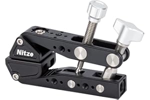 Nitze Super Clamp with 3/8" and 1/4" Locating Holes, Camera Clamp Mount for DSLR Cameras, Lights, Hooks, Shelves, Plate Glass, Crossbars - N18C