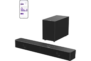 ULTIMEA Soundbar 2.1 med trådlös subwoofer, appkontroll, VoiceMX och BassMX, maximal effekt 240 W för Smart TV, BT 6.0/HDMI/Opt/USB, justerbar bas, Poseidon M30