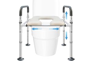 CISSIYOG Podwyższenie deski sedesowej z podłokietnikami, podwyższenie deski sedesowej dla seniorów, szerokość i regulacja wysokości, podwyższenie siedziska WC dla seniorów, pomoc w wstawaniu, obciążenie do 180