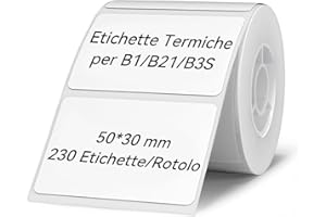 NIIMBOT Etichette per Etichettatrice B1 B21 B3S, Etichette Adesive 50 mm x 30 mm, 230 pezzi per rotolo, Bianco