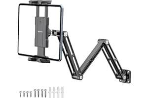 OHLPRO Tablet Wandhalterung, iPad Halterung Wand aus Aluminium Kompatibel mit 5-13" iPad Pro Mini Air Galaxy Tab S9 Kindle Switch mit 360° Drehbar Verstellbar Arm für Küche Bad Fitnessraum