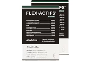 ARAGAN | Synactifs Lot de 2 Flexactifs | Complément Alimentaire Bien-Etre Articulaire | Glucosamine, Harpagophytum, Curcuma, Eucalyptus et Zinc | 120 gélules | 2 mois prise | Fabriqué en France