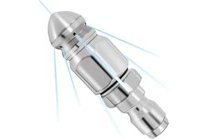 XYQMLY Pressure Washer Sewer Jetter Nozzle - Stainless Steel, Mini Compact, 1/4" Quick Connector, 5000 PSI - For Drain Cleaning