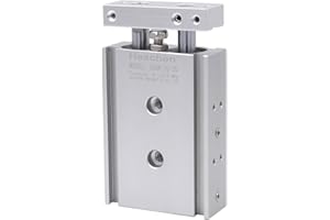 Heschen Dual Aluminum Air Cylinder CXSM 20-20 Guide Rod Plate Double Rod Guided Pneumatic Slide Bearing Cushioned 20mm Bore 20mm Stroke Double Acting