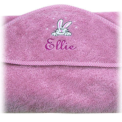 TowelsRus Personalised baby's name on our Soft Hooded Cotton Baby Wrap Towel in Pink 100% Cotton, 76cm x 76cm embroidered for you