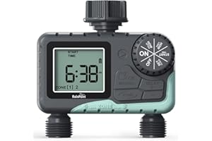 RAINPOINT Sprinkler Timer, Programmable Garden Hose Timer for Outdoor Faucet, Digital Water Timer with Rain Delay/Manual/Automatic Watering System, Waterproof Irrigation Timer for Patio Lawn,2 Outlet