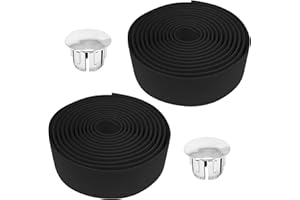 cyclingcolors 2x Cinta de Manillar para Bicicleta Espuma EVA Carretera Montaña Ciclismo Adhesiva Tapones, negro