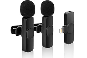 AngLink Mikrofon Handy für iPhone mit 2 Sendern & 1 Empfänger – 2,4 GHz Wireless Lavalier Microphone Ansteckmikrofon Kabellos mit Clip für Vlog Videoaufzeichnung YouTube Facebook Live