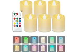 KERCAMKEL Candele a LED con timer e telecomando, 6 pezzi LED Tealight con 2 modalità, timer 4H/8H, luci elettriche multicolore per Halloween, decorazione per la casa, Natale, matrimonio, festa