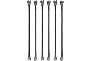Gebildet 6st 4-stifts PWM Fläktförlängning Strömkabel Anslutningsfodral Hane till Hona för Dator(26cm)