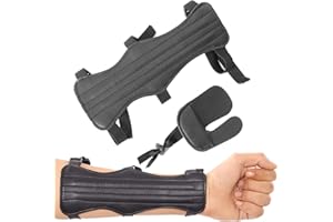 TUXUZAL Protector de Brazo Tiro con Arco Cuero, Antebrazo Soporte de MuñEca Infantil y Adulto, ProteccióN de Dedo Accesorios Ajustable Tiro Flechas Guardia de Arm para Caza Arqueria Recurvo Compuesto