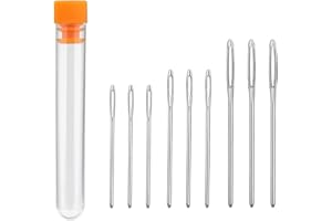 AILIVER Juego de 9 agujas de zurcir para coser, agujas romas, agujas de bordar, agujas puntiagudas, agujas de punta grande (5,2 cm, 6 cm, 7 cm) con botella transparente