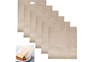 GTLAOGS Toaster Beutel, Wiederverwendbar Toaster Bags 6 Stück, perfekt für Gegrillte Käse Sandwiches, FDA und LFGB zugelassene Teflon Toastertaschen in Premiumqualität für Gegrillten Käse, Pizza, Panini