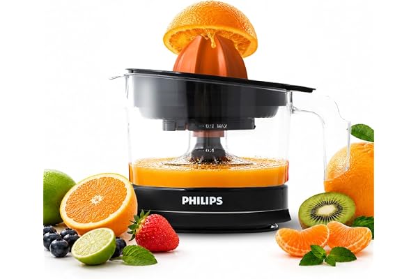 Philips Citrus Press Juicer HR2777/00, 0.5 Litre, 2 Sized Cones for different size fruit
