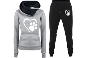 SURTTAN Completo Donna Sportivo Tute da Ginnastica Autunno Inverno Curvy Jogging Tracksuit Fitness Felpa con Cappuccio E Pantalone Palestra Donna Due Pezzi Leggero Tuta Felpata