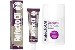FMHOME Rafectocil Cream Tint Brown No.3,(15ml/0.5oz) & RafectoCil Oxidant Developer Cream 3% 10vol (100ml) - Professional Tinting Kit for Long-Lasting Color