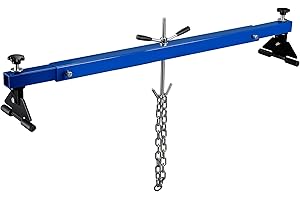 WilTec Puente Elevador de Motor hasta 300 kg viga de elevación en Acero travesaño de Guardabarros con pie de Goma para reparación Motor de Coche Soporte Elevador Levantador de Motor