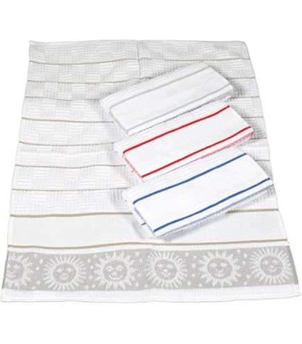 Set 3 Strofinacci In Puro Cotone Con Tela Aida Ricamabile - Canovacci Assorbenti 60x75 Cm Per Cucina - Foto 5