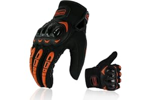 ARTOP Gants Moto Anti-glissant Anti-collision avec Doigt Tactile de Très Bonne Protection pour Hommes(Orange,M)
