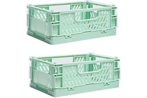 EURXLQ Cestino Portatile, Cassette Plastica Pieghevole, per Cucina, Bagno e Ufficio (Verde, 15×10×6cm)