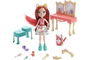 Enchantimals Royal Fabrina Fox y Frisk con tocador Victoriano Muñeca con Mascota Zorro con Set de Juego y Accesorios de Juguete (Mattel GYJ05)