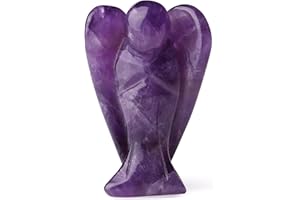 GUJOXILA Amethyst Crystal Angel Healing Crystals Guardian Angels Gift for Women Crystal Ornament Reiki Grief Sympathy Pocket Spiritual Cute Small Purple Figurine Gifts 1.5"