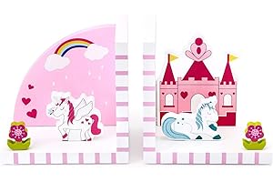 Mousehouse Gifts Wooden Children's Bookends for Boys or Girls Nursery or Bedroom (Blue & White Unicorn)