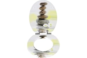 eSituro Abattant WC Siège de Toilette Couvercle WC Lunette WC Universelle Antibactérien en bois MDF en Forme de O Charnières Réglables Frein de Chute Montage Inférieur Facile STS0350