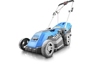 Hyundai 15'' / 38cm 1600w Electric Lawnmower with Rear Roller with Mulching Feature 40 Litre Collection Bag and 5 Cutting Heights with 10m Power Cable