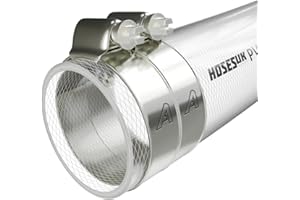 HOSES UK 38mm (1 1/2") Clear Braided PVC Flexible Tubing Food Grade Pipe Reinforced Vinyl Water Hose + Clips 1 Metre (3.3 ft)