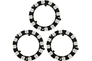 3 x RGB 5 V LED-ring kompatibel med WS2812B 12-bitars 50 mm, perfekt för Arduino- och mikrokontrollerprojekt, ingår för enkel