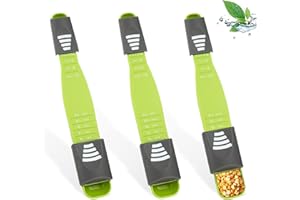 AMZSUPER ERA 3 Pcs Cuillere a Mesurer Reglable, Double ​End Réglables Cuillère Doseuse avec 8 Étals Accessoires de Cuisine pour Café Sucre Sel Thé